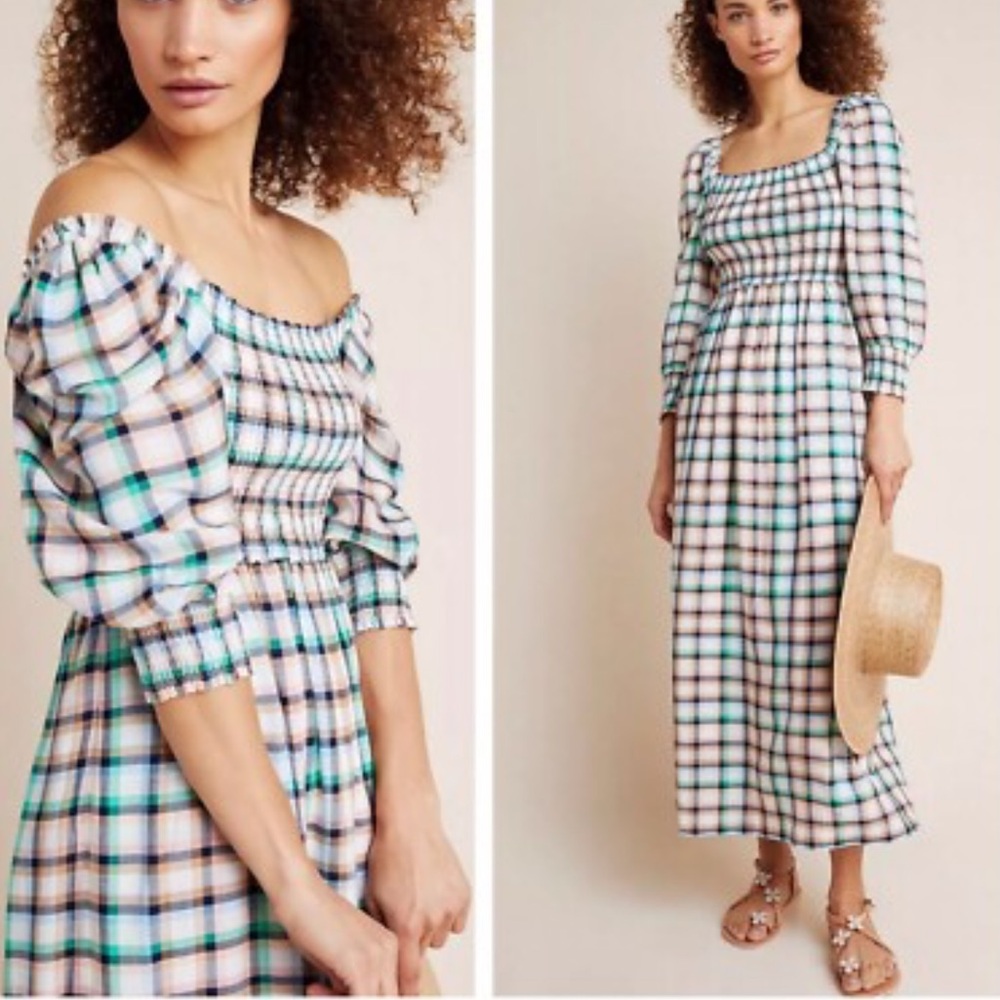 Cerie Plaid Smocked Dress
